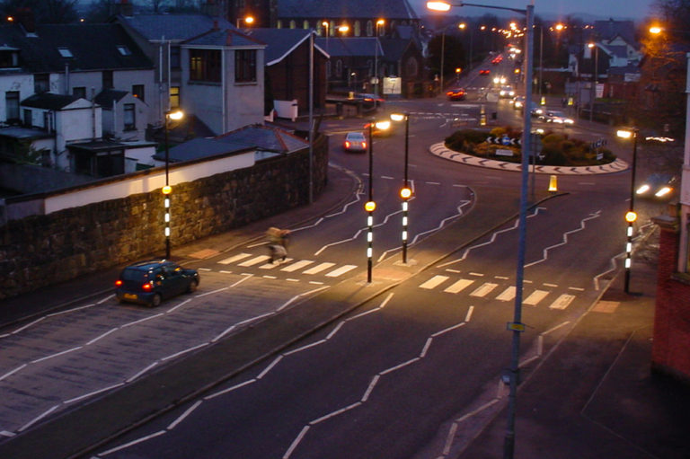 Night Time Scene Road Crossing