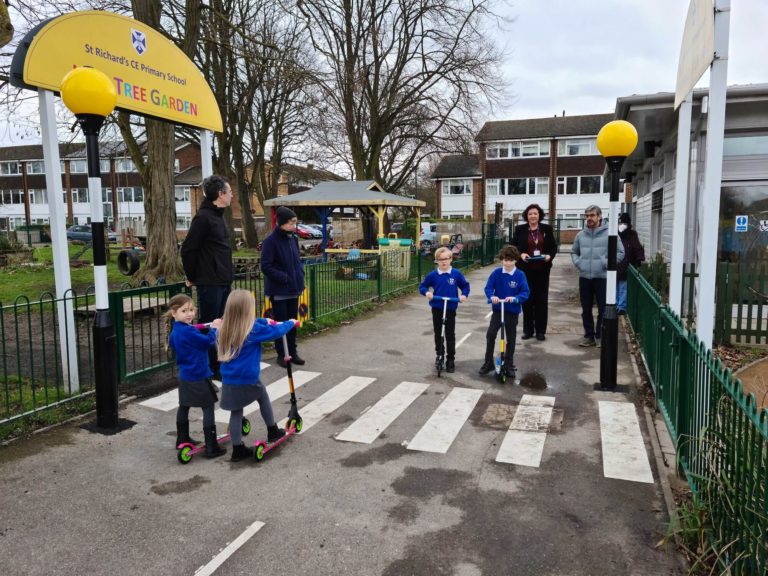 Solar powered belisha beacon and crossing installed in school playground