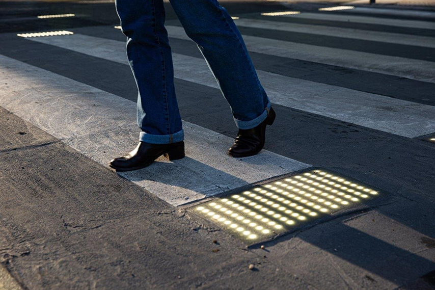 Close up pedestrian crossing small